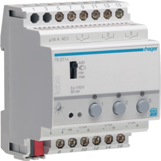 TX211A – Dimmer 3 Outputs KNX 1-10V